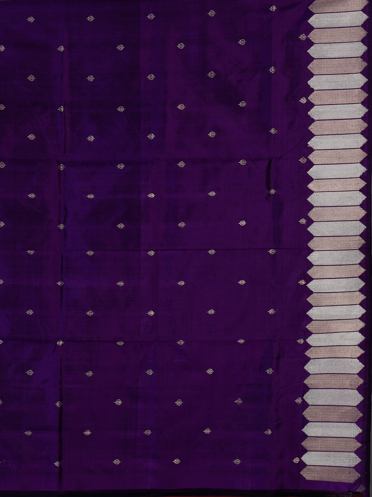 Purple satin silk saree with elegant festive zari detailing