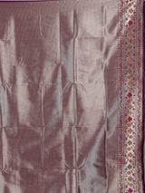 Purple paithani silk saree with elegant floral zari motifs