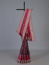 Wine Hyderabadi patola silk saree with rich hand work
