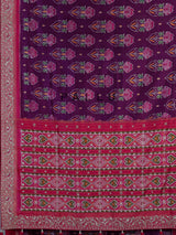 Purple pure hyderabadi patola silk saree with contrast border