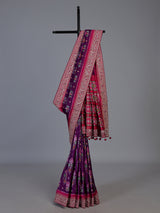 Purple pure hyderabadi patola silk saree with contrast border