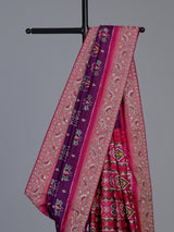 Purple pure hyderabadi patola silk saree with contrast border