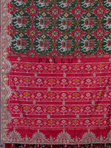 Green Hyderabadi patola silk saree with traditional contrast border