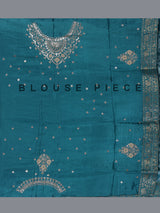 Rama blue dola satin silk bandhej printed designer saree