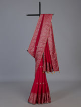 Red dola silk saree with traditional butti pallu work