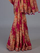 Rani pink rankat dola silk printed designer festive saree