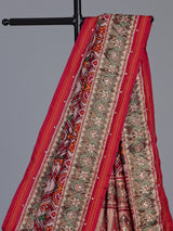 Red art patola silk saree with exquisite handcrafted embellishments