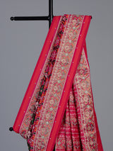 Maroon rani pink art patola silk designer festive saree