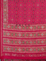 Rani pink art patola silk saree with rich stone work