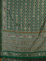 Green art patola silk saree with traditional motif handwork