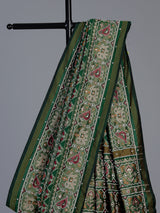 Green art patola silk saree with traditional motif handwork