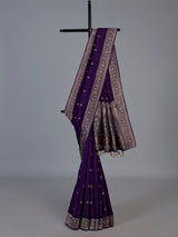 Purple dola silk saree with elegant butti handwork design