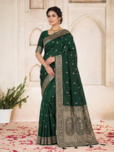 Green dola silk saree with rich butti elegance
