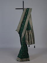 Green dola silk saree with rich butti elegance