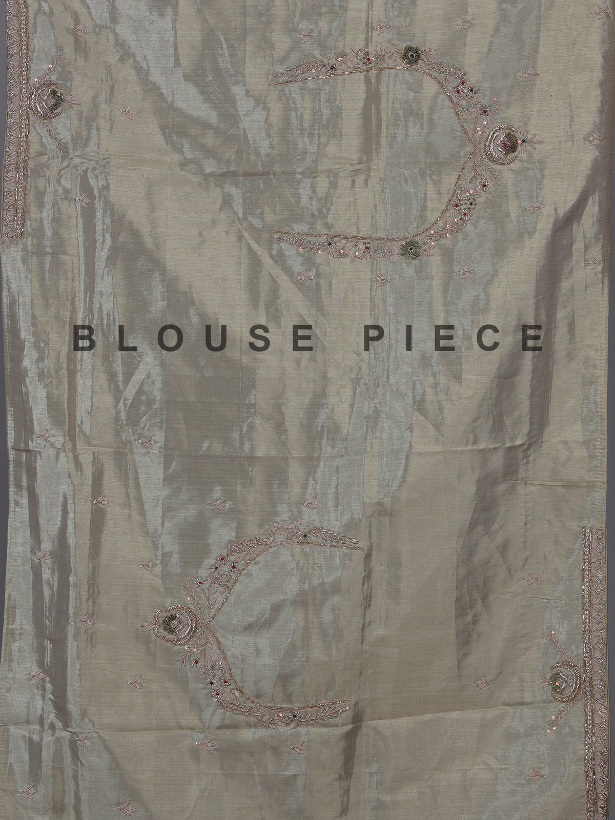 Chikoo beige tissue silk floral saree