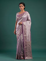 Pastel lilac purple kanjivaram tissue silk saree with zari elegance