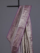 Pastel lilac purple kanjivaram tissue silk saree with zari elegance