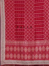 Rani pink semi georgette bandhani saree with festive tassel pallu