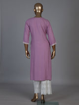 Lavender purple silk lucknowi kurti set with palazzo
