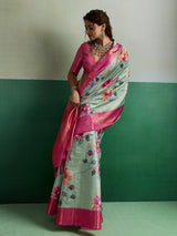 Pista green premium festive tissue silk saree