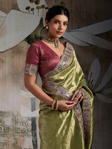 Green heritage banarasi jacquard wedding saree