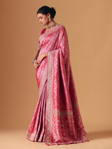 Magenta pink banarasi silk saree with regal embellished bridal elegance