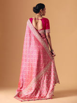 Magenta pink banarasi silk saree with regal embellished bridal elegance
