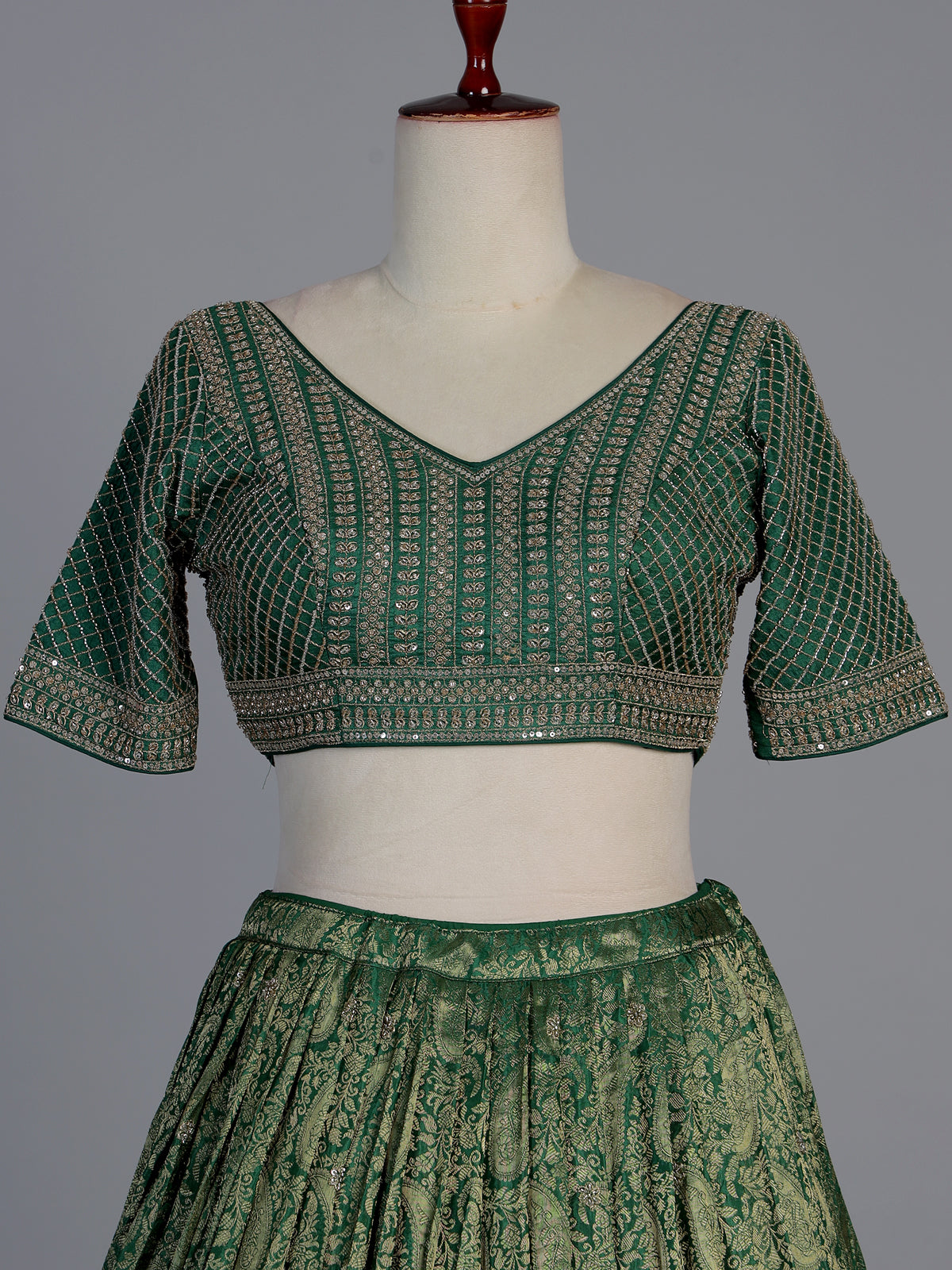 Green silk festive lehenga choli with dupatta