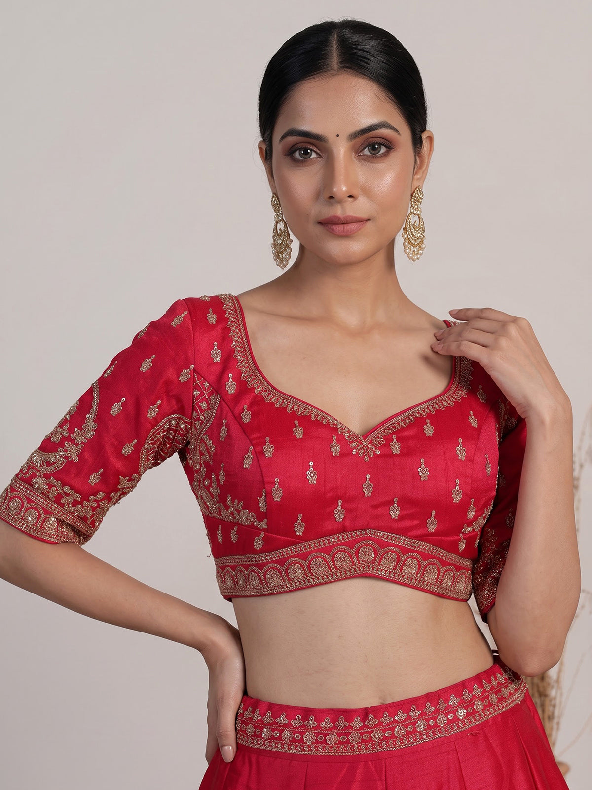 Rani pink raw silk festive lehenga choli