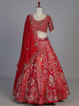 Rani pink banarasi silk embellished bridal lehenga choli