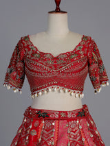 Rani pink banarasi silk embellished bridal lehenga choli