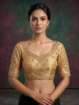 Royal golden silk unstitched lehenga choli with double dupatta