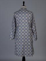 Blue printed cotton blend festive kurta set for men