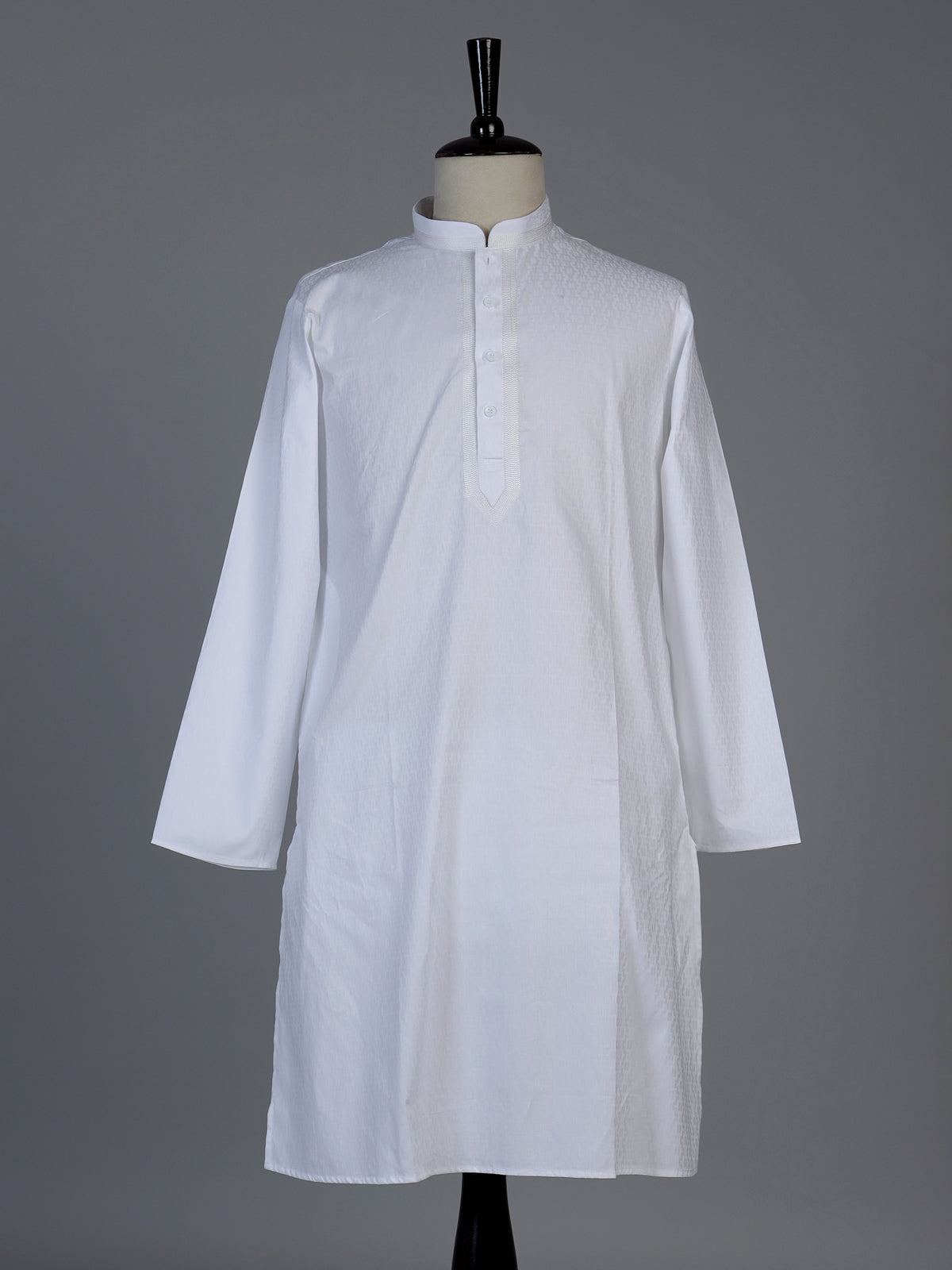 Classic white thread work cotton blend kurta set ensemble for men