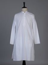 White textured cotton blend festive kurta set for men