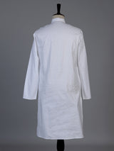 White textured cotton blend festive kurta set for men