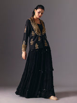 Black designer indo western palazzo party wear palazzo suit