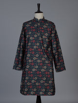 Blue cotton silk floral festive kurta suit for men with sequin accents