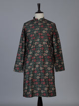 Bottle green cotton silk floral kurta suit for men with sequin detailing