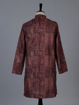 Wine printed cotton silk festive kurta suit for men with elegant styling