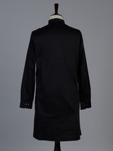 Black plain cotton silk festive eid kurta suit for men