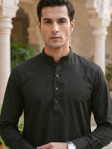 Mehendi yellow plain cotton silk festive eid kurta suit for men