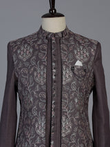 Wine majestic mens brocade silk indo western