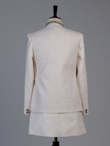 Cream artistic mens matka silk indo western