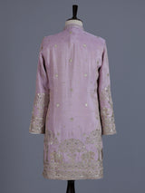 Purple heritage embroidered mens kurta pant