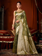 Green timeless festive silk saree