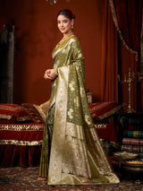 Green timeless festive silk saree