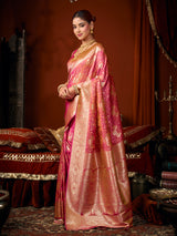 Pink majestic zari silk saree