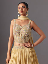 Beige chiffon georgette designer lehenga choli with dupatta style