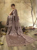 Dusty rose pink couture shimmer saree